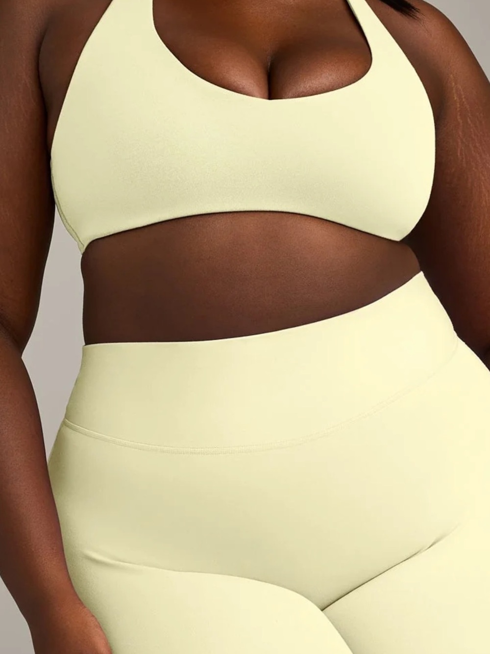 Oner active Pastel Yellow Sports Bra & High-Waist Biker Short Set - Picture 4 of 4
